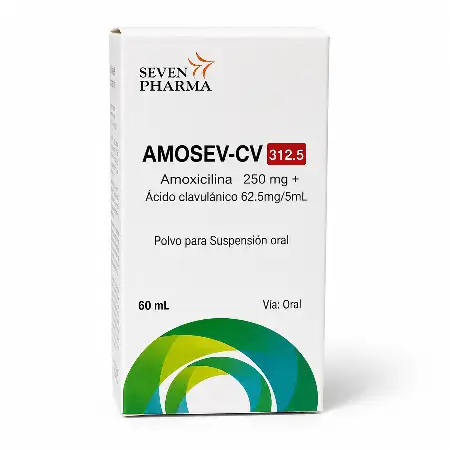 Amosev-Cv 312.5 (250Mg + 62.5Mg)/5Ml Polvo para Suspension Oral x Frasco de 60 ml