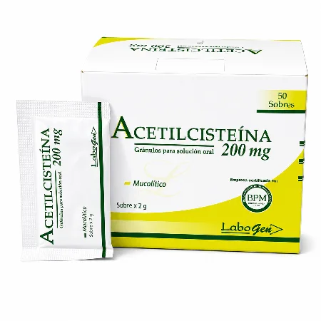 Acetilcisteina 200 mg Granulos para Solucion Oral x 50 Sobres
